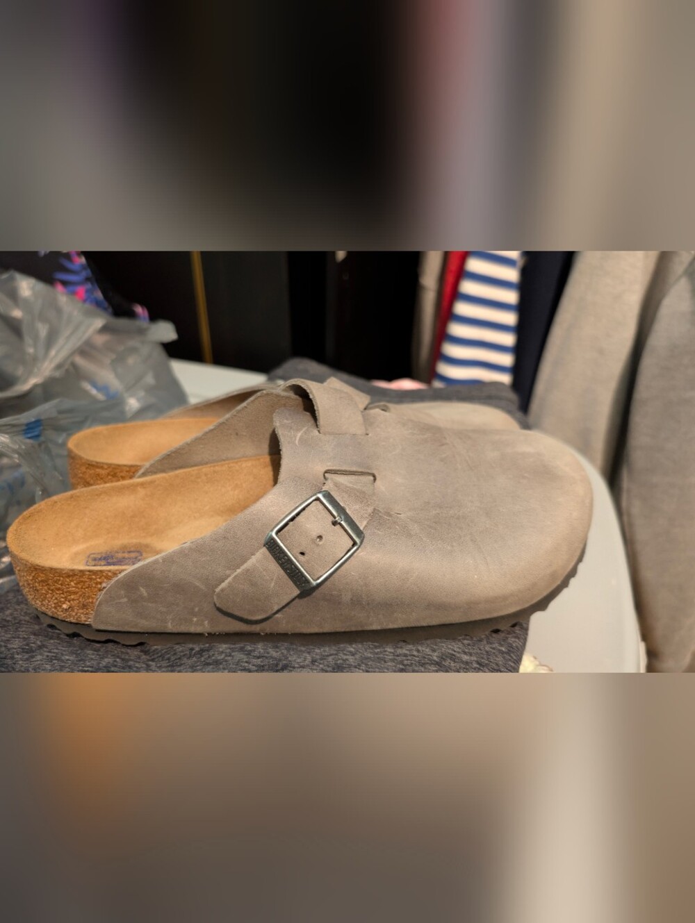 Grey Oiled Leather Boston